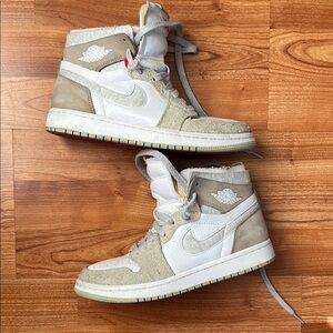 Nike High-Top | Jordan | air 1 | Sneakers | White and Tan | 7.5